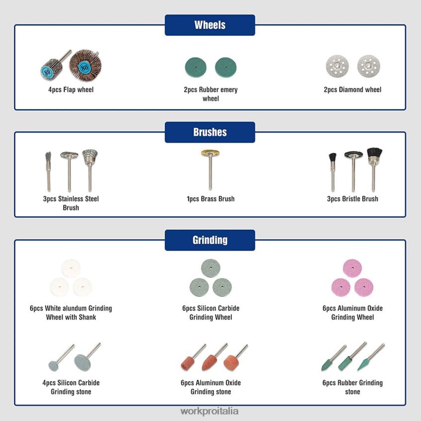 WORKPRO Kit di accessori per utensili rotanti da 276 pezzi, taglio, intaglio e lucidatura, montaggio universale moderno B0600L191 attrezzo