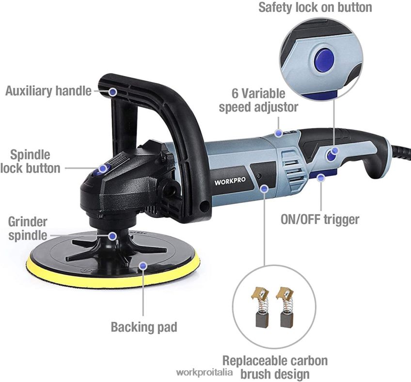 WORKPRO Lucidatrice con tampone staccabile con accessori utile B0600L231 attrezzo