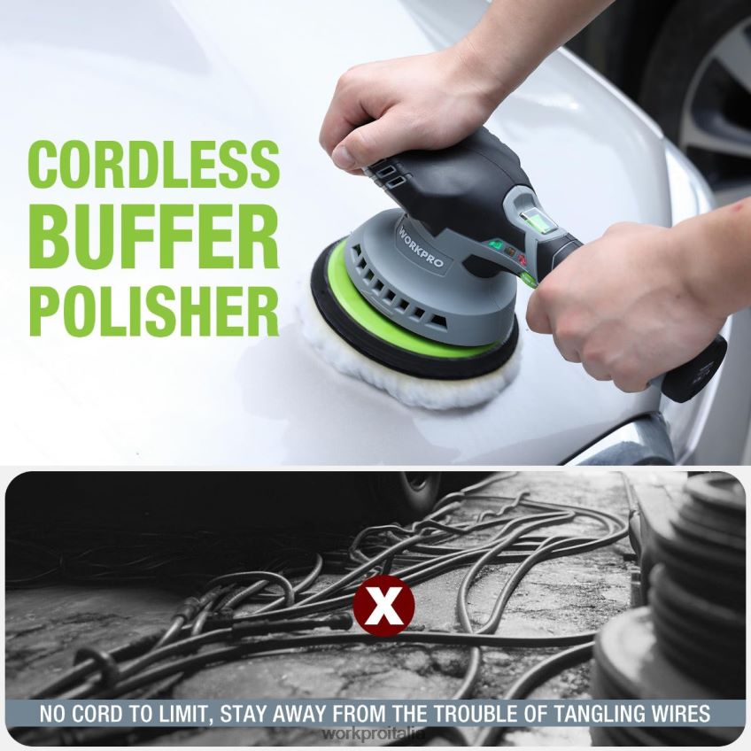WORKPRO Lucidatrice per auto cordless a doppia azione da 6 pollici con batteria ricaricabile da 2 pezzi da 12 V moderno B0600L238 attrezzo
