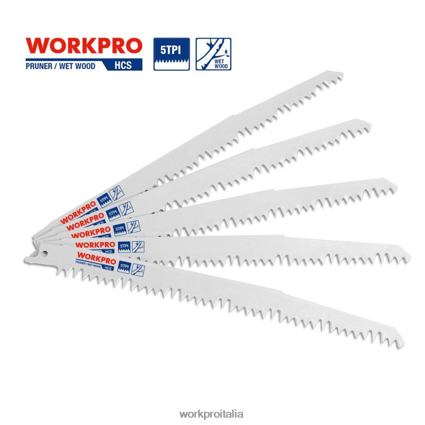 WORKPRO Set di 5 lame per sega alternativa per potatura del legno da 9 pollici utile B0600L208 attrezzo