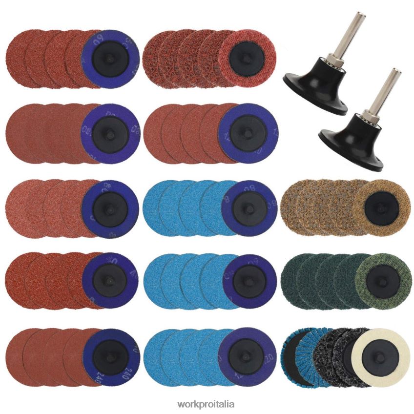 WORKPRO Set di dischi abrasivi da 101 pezzi. Dischi da 2 pollici con supporto da 1/4 di pollice utile B0600L193 attrezzo