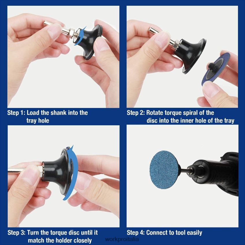 WORKPRO Set di dischi abrasivi da 101 pezzi. Dischi da 2 pollici con supporto da 1/4 di pollice utile B0600L193 attrezzo
