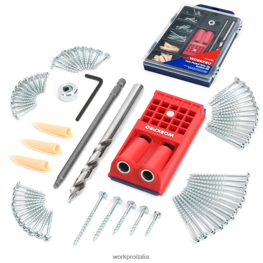 WORKPRO kit di maschere per fori tascabili con tasselli in plastica, viti con cacciavite quadrato grossolano moderno B0600L201 attrezzo
