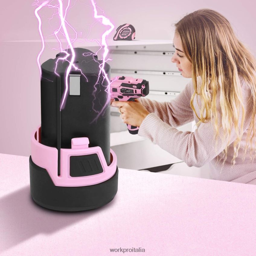 WORKPRO Batteria sostitutiva agli ioni di litio da 12 V per trapano avvitatore a batteria da 12 V rosa B0600L223 attrezzo
