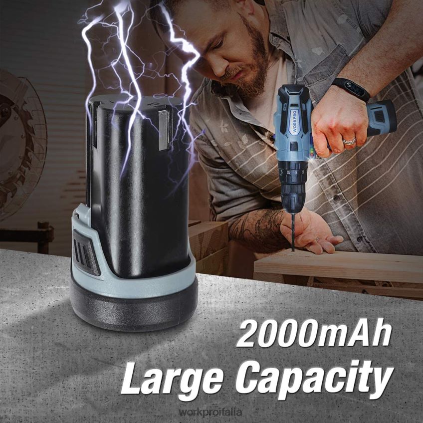 WORKPRO Pacco batteria agli ioni di litio da 12 V 2,0 Ah utile B0600L224 attrezzo