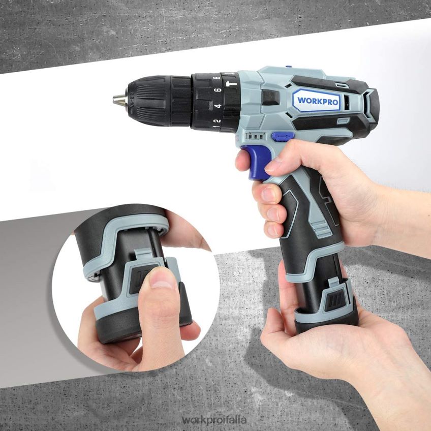 WORKPRO Pacco batteria agli ioni di litio da 12 V 2,0 Ah utile B0600L224 attrezzo