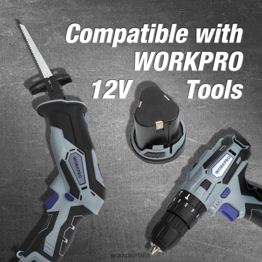 WORKPRO Pacco batteria agli ioni di litio da 12 V 2,0 Ah utile B0600L224 attrezzo
