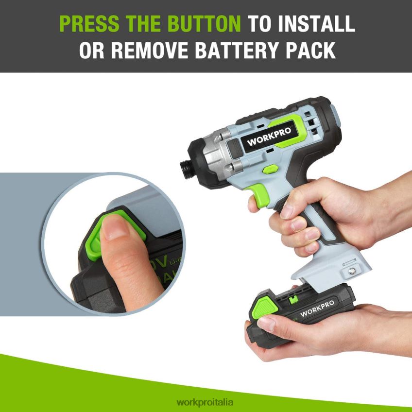 WORKPRO Pacco batteria agli ioni di litio da 20 V 2,0 Ah moderno B0600L218 attrezzo