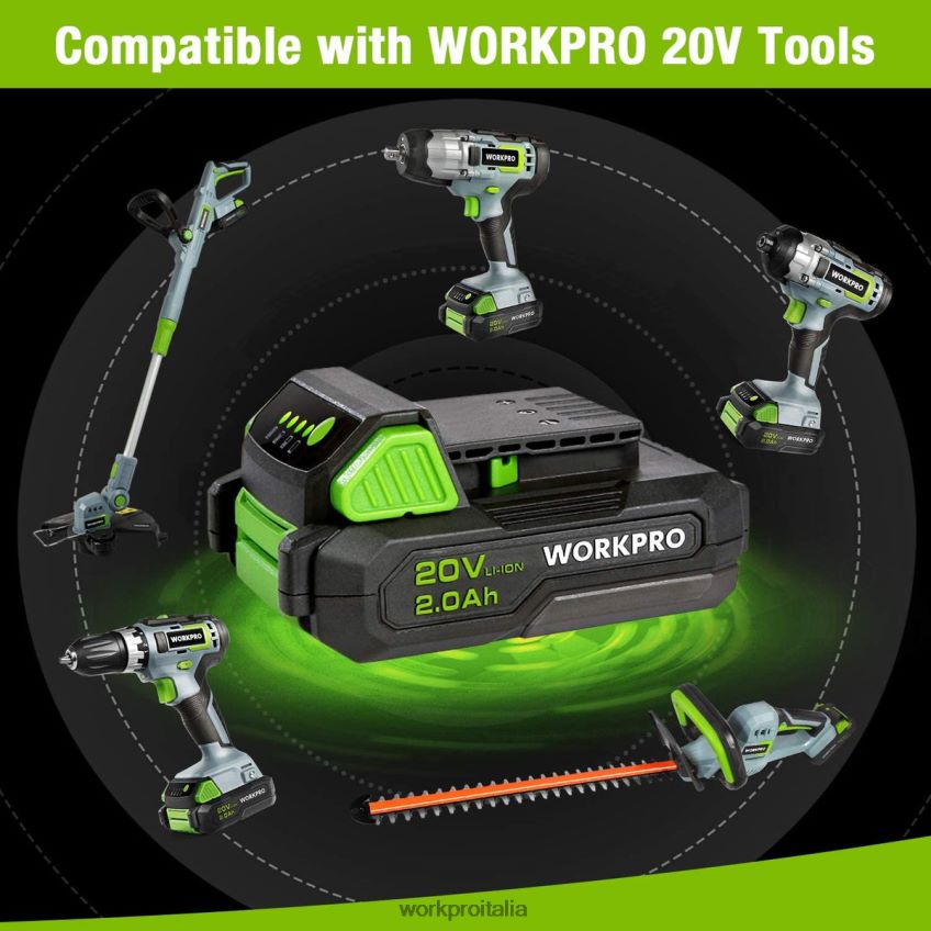 WORKPRO Pacco batteria agli ioni di litio da 20 V 2,0 Ah moderno B0600L218 attrezzo