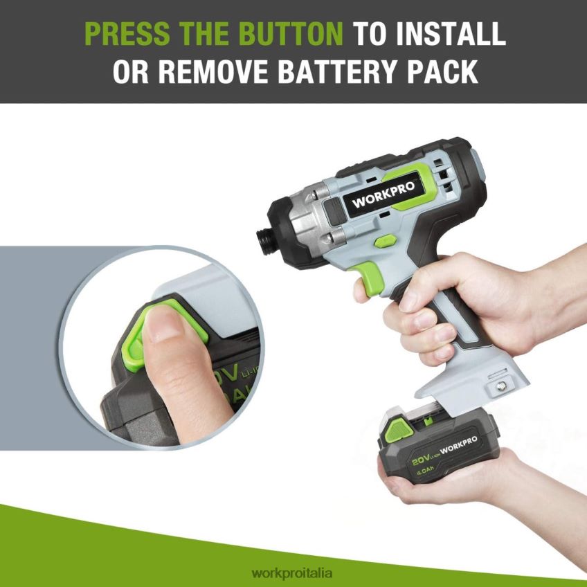 WORKPRO Pacco batteria agli ioni di litio da 20 V 4,0 Ah moderno B0600L217 attrezzo