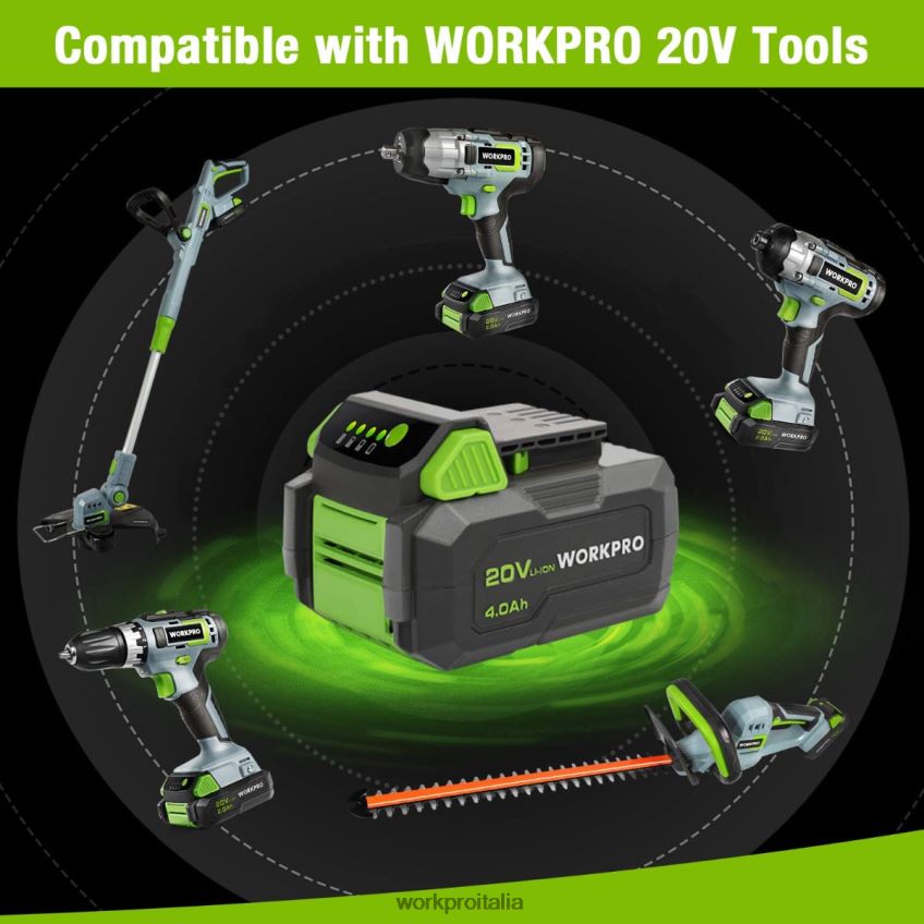 WORKPRO Pacco batteria agli ioni di litio da 20 V 4,0 Ah moderno B0600L217 attrezzo