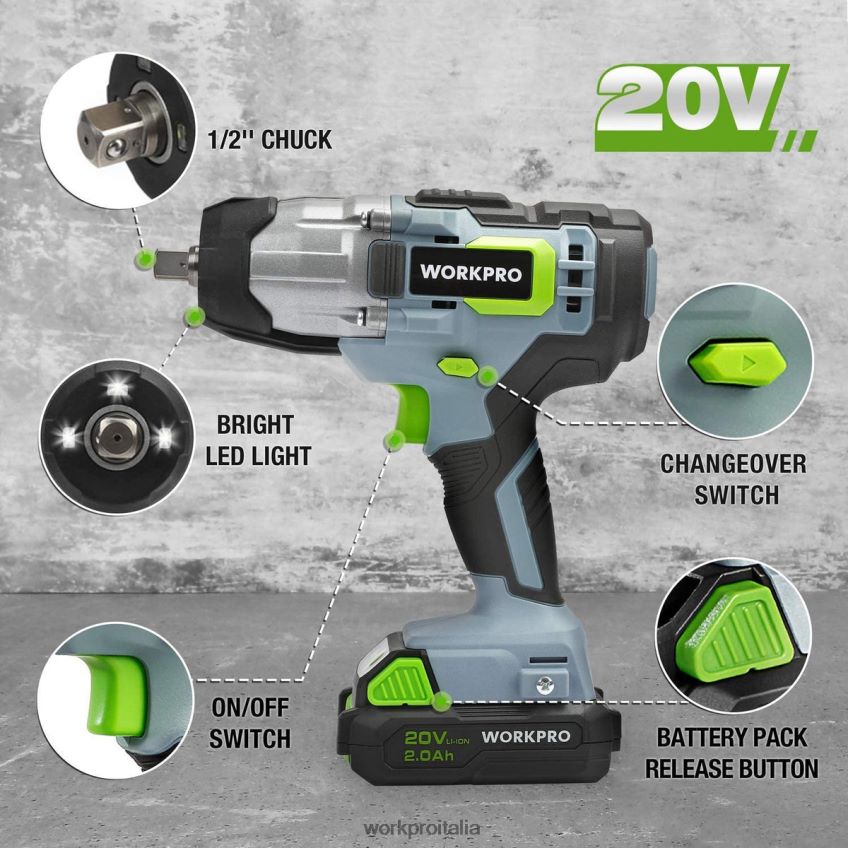 WORKPRO Avvitatore a impulsi cordless da 20 V con clip da cintura per caricatore rapido per un facile trasporto moderno B0600L187 attrezzo