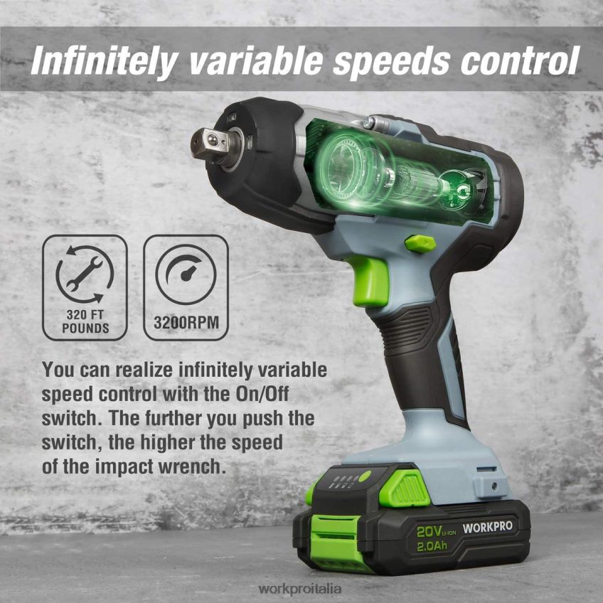 WORKPRO Avvitatore a impulsi cordless da 20 V con clip da cintura per caricatore rapido per un facile trasporto moderno B0600L187 attrezzo