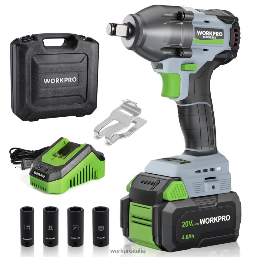 WORKPRO Avvitatore a percussione a batteria da 20 V, con batteria da 4,0 Ah, caricabatterie rapido, 4 prese a percussione e custodia moderno B0600L188 attrezzo