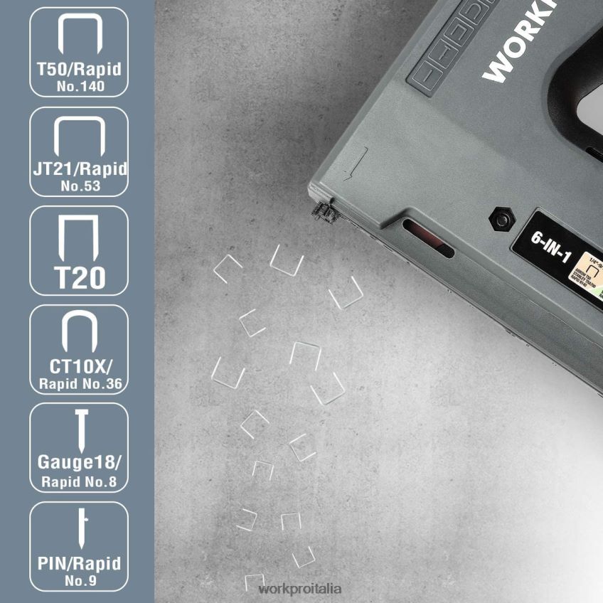 WORKPRO Graffettatrice cordless ricaricabile 6 in 1 da 3,6 V utile B0600L166 attrezzo