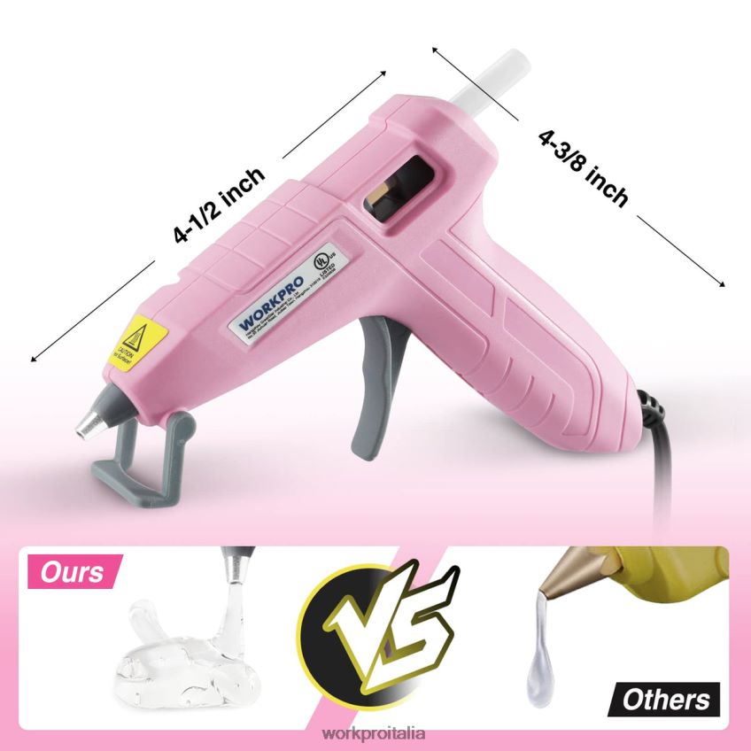 WORKPRO Kit mini pistola per colla a caldo con 20 stick di colla a caldo rosa/bianco B0600L162 attrezzo