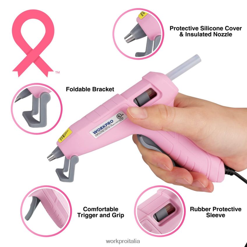 WORKPRO Kit mini pistola per colla a caldo con 20 stick di colla a caldo rosa/bianco B0600L162 attrezzo