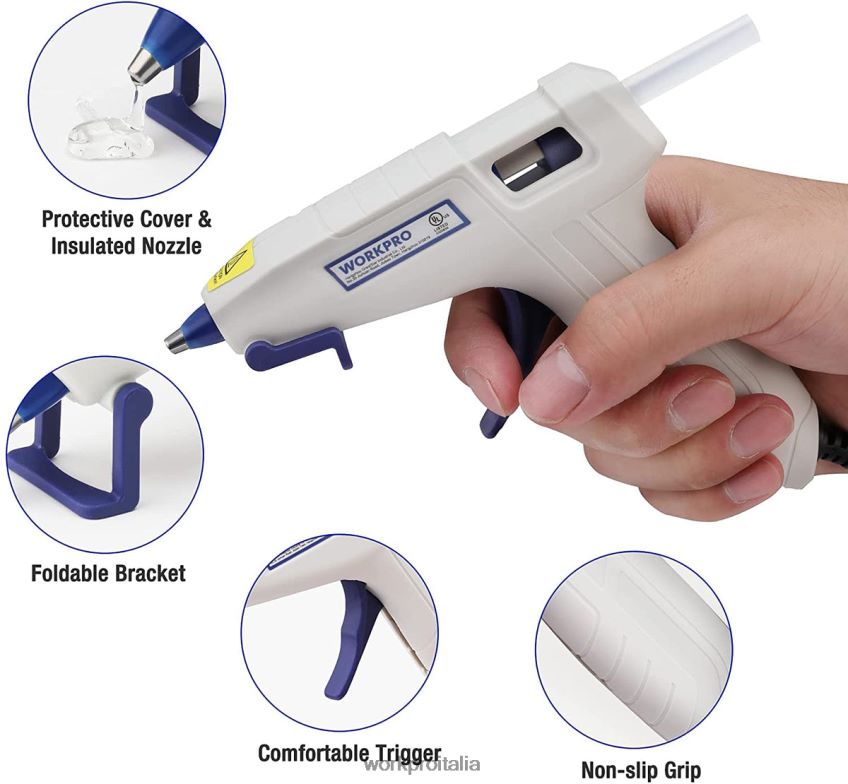 WORKPRO Kit mini pistola per colla a caldo con 20 stick di colla a caldo rosa/bianco B0600L162 attrezzo