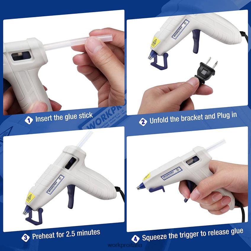 WORKPRO Kit mini pistola per colla a caldo con 20 stick di colla a caldo rosa/bianco B0600L162 attrezzo