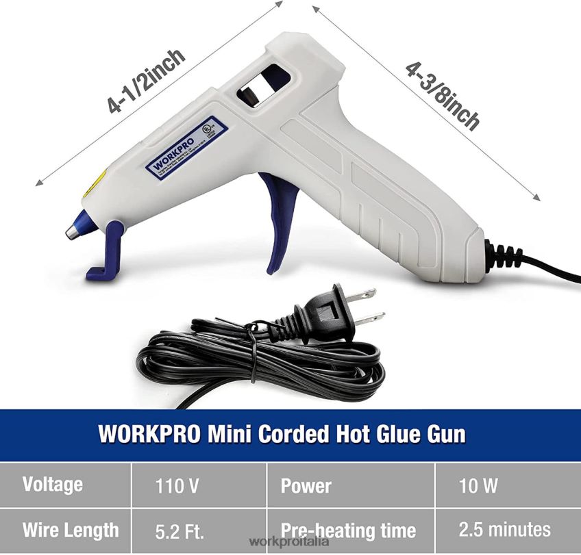WORKPRO Kit mini pistola per colla a caldo con 20 stick di colla a caldo rosa/bianco B0600L162 attrezzo