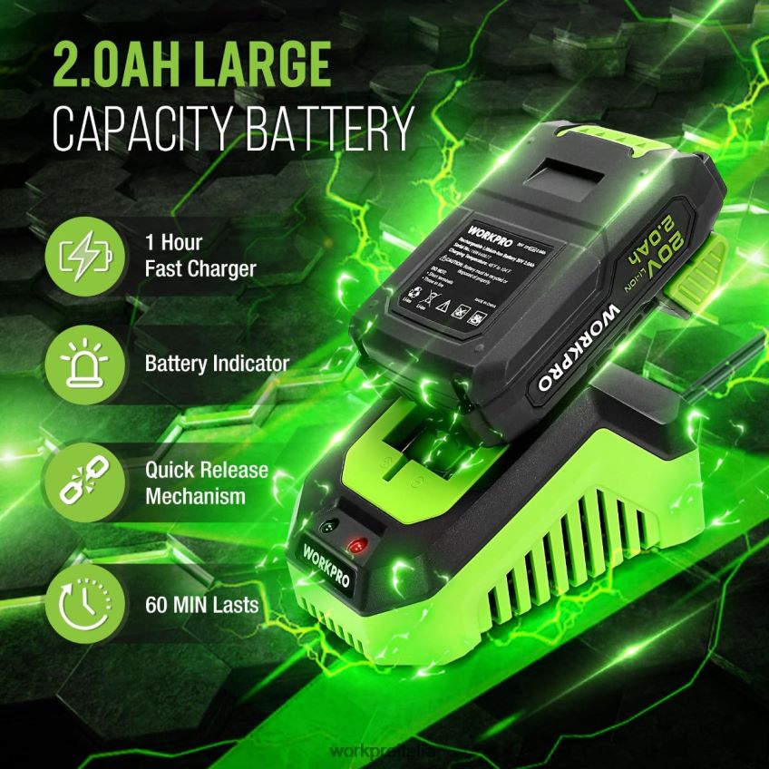 WORKPRO Kit pistola per colla a caldo senza fili con 12 stick di colla, batteria agli ioni di litio da 20 V 2,0 Ah utile B0600L165 attrezzo