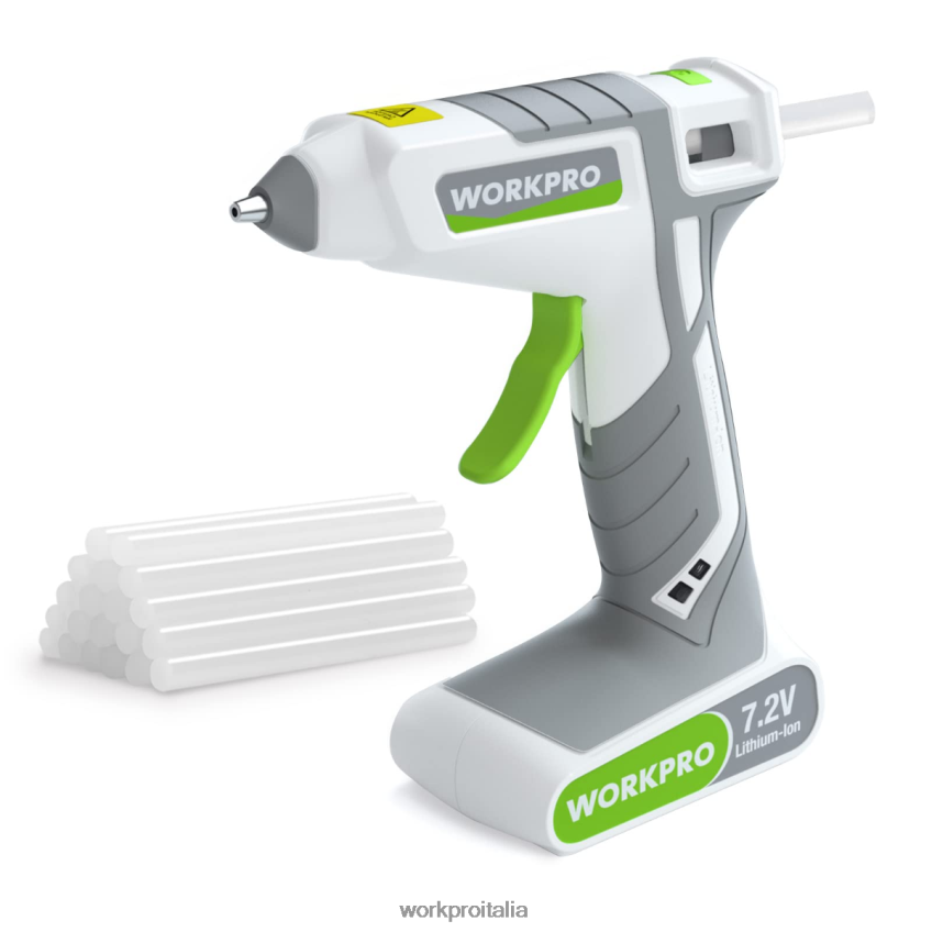 WORKPRO Kit pistola per colla a caldo senza fili da 7,2 V rosa/bianco B0600L164 attrezzo