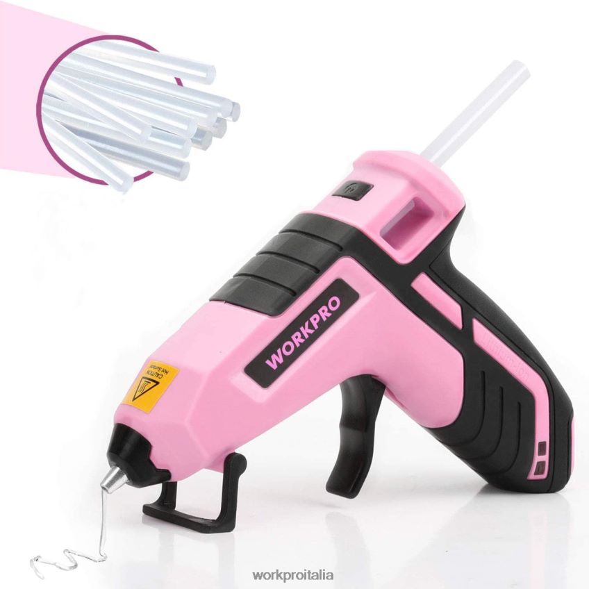 WORKPRO Mini pistola per colla a preriscaldamento rapido senza fili con stick di colla premium da 20 pezzi blu/rosa B0600L163 attrezzo