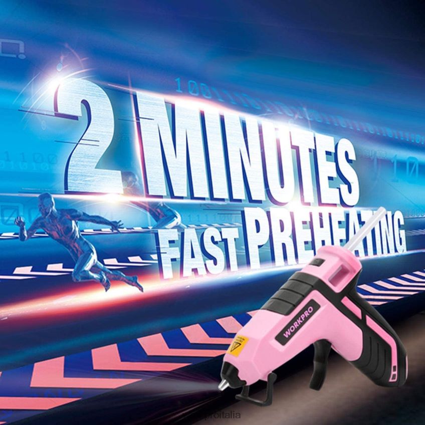 WORKPRO Mini pistola per colla a preriscaldamento rapido senza fili con stick di colla premium da 20 pezzi blu/rosa B0600L163 attrezzo