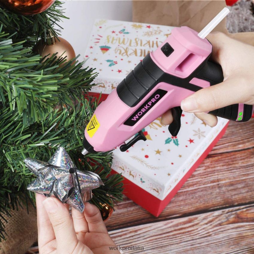WORKPRO Mini pistola per colla a preriscaldamento rapido senza fili con stick di colla premium da 20 pezzi blu/rosa B0600L163 attrezzo
