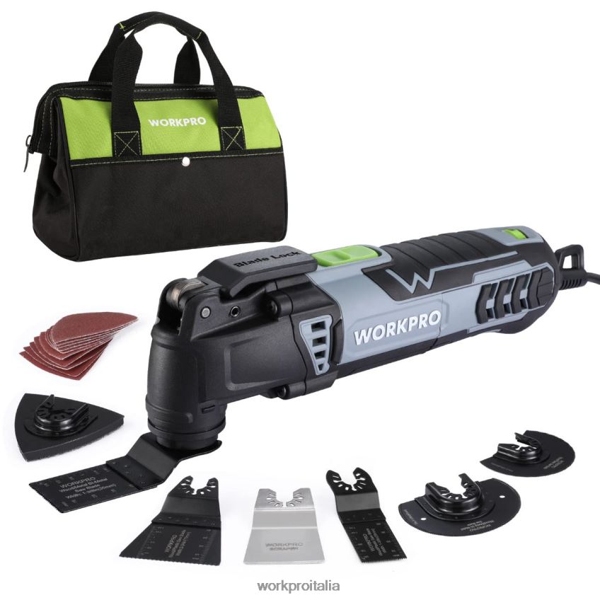WORKPRO Sega oscillante sostituibile con cavo e bloccaggio rapido da 3,0 A con 7 velocità variabili e 3 angoli di oscillazione, 17 accessori per sega e borsa per il trasporto utile B0600L230 attrezzo