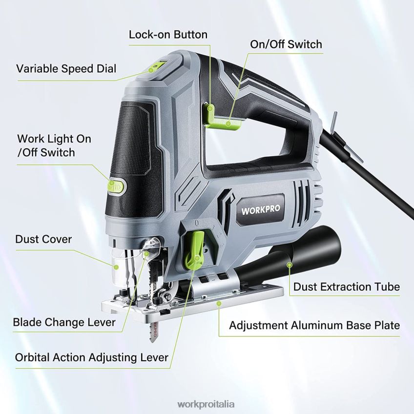 WORKPRO seghetto alternativo, kit di attrezzi per seghetto alternativo elettrico con cavo da 6,5 ​​A 850 W moderno B0600L241 attrezzo