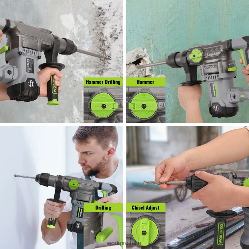 WORKPRO Martello perforatore premium sds-plus da 12,5 amp 1-1/4