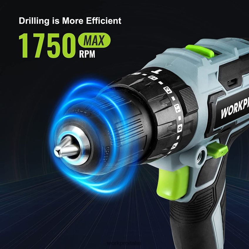 WORKPRO Set trapano avvitatore a batteria da 20 V max, trapano a percussione elettrico con 102 accessori, 2 batterie agli ioni di litio da 2,0 Ah con caricabatterie rapido utile B0600L170 attrezzo
