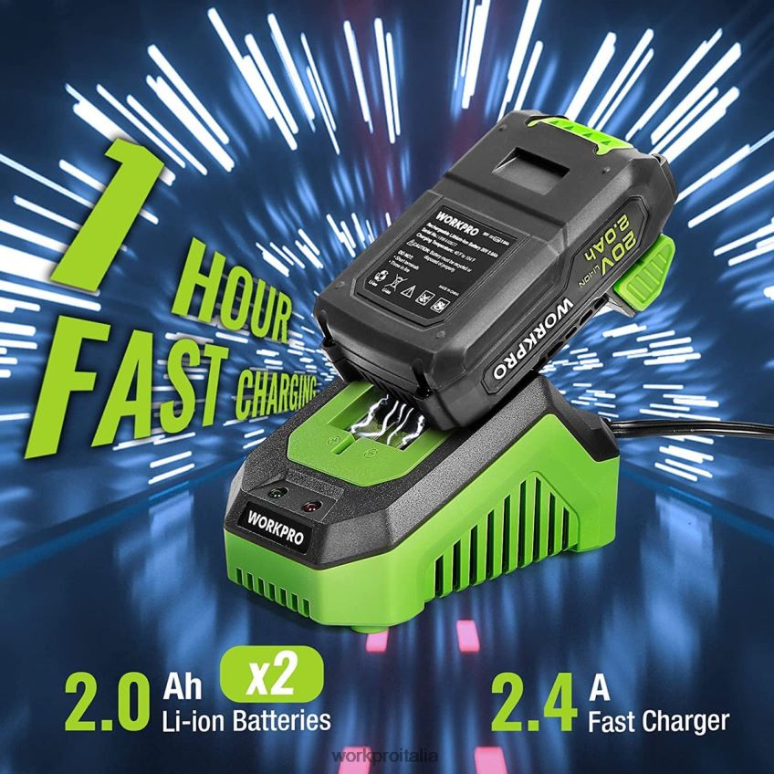 WORKPRO Set trapano avvitatore a batteria da 20 V max, trapano a percussione elettrico con 102 accessori, 2 batterie agli ioni di litio da 2,0 Ah con caricabatterie rapido utile B0600L170 attrezzo