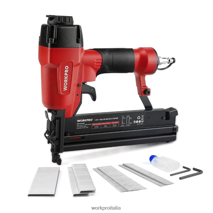 WORKPRO Chiodatrice pneumatica Brad 2 in 1 con 400 chiodi/300 graffette moderno B0600L181 attrezzo