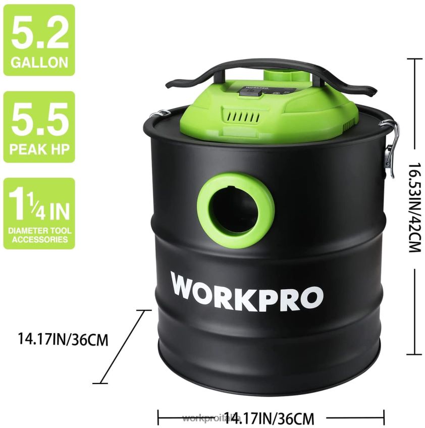 WORKPRO Aspiracenere da 5,2 galloni, aspiracenere con potenza di picco di 5,5 cavalli con filtro HEPA utile B0600L212 attrezzo