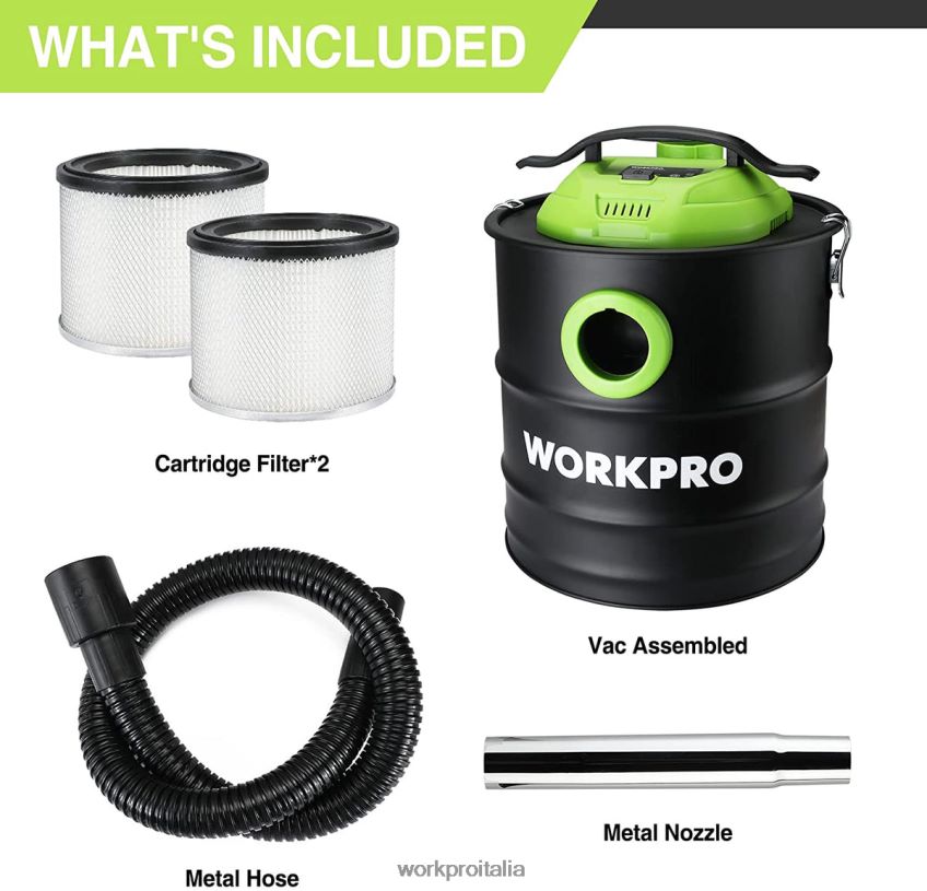 WORKPRO Aspiracenere da 5,2 galloni, aspiracenere con potenza di picco di 5,5 cavalli con filtro HEPA utile B0600L212 attrezzo