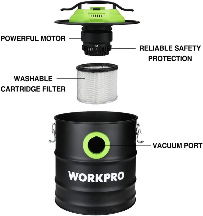 WORKPRO Aspiracenere da 5,2 galloni, aspiracenere con potenza di picco di 5,5 cavalli con filtro HEPA utile B0600L212 attrezzo