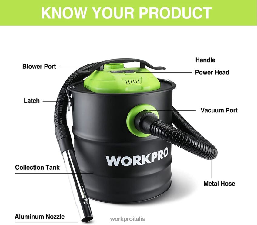 WORKPRO Aspiracenere da 5,2 galloni, aspiracenere con potenza di picco di 5,5 cavalli con filtro HEPA utile B0600L212 attrezzo