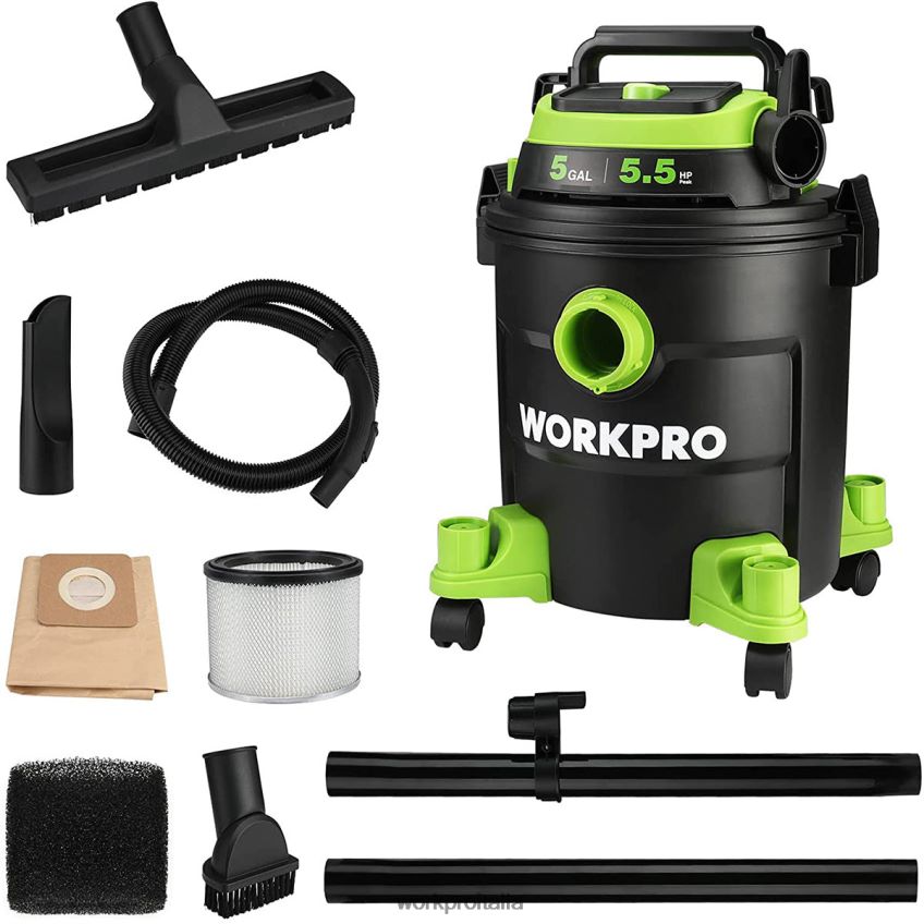 WORKPRO Aspirapolvere da 5 galloni, aspirapolvere da 5,5 cavalli di picco con filtro HEPA, tubo flessibile e accessori moderno B0600L214 attrezzo