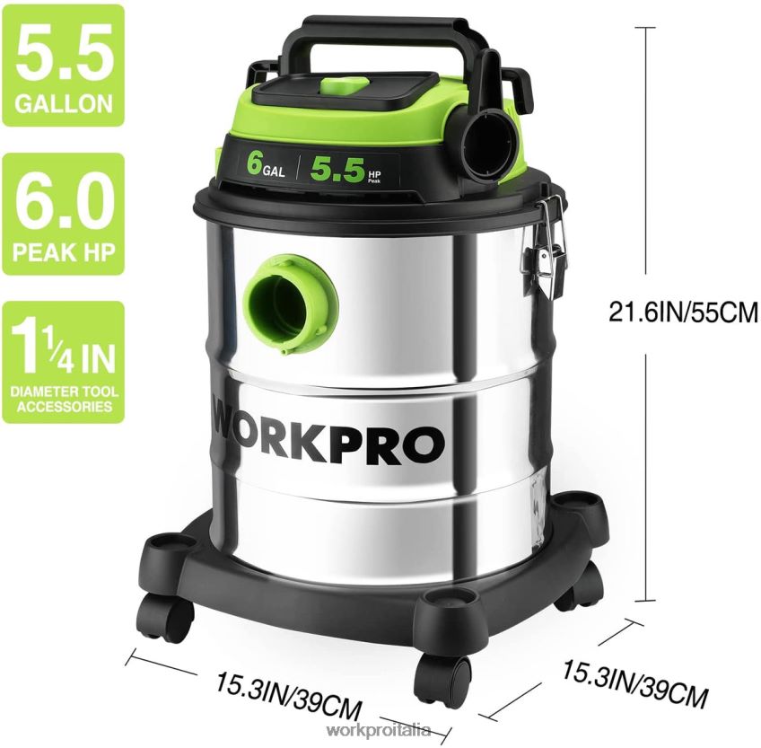 WORKPRO Aspirapolvere per ambienti umidi/secchi da 6 galloni con filtro HEPA, tubo flessibile e accessori per la raccolta della polvere in casa/cantiere moderno B0600L213 attrezzo