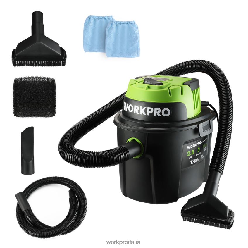 WORKPRO Aspirapolvere per liquidi/asciutti da 2,5 galloni e 3 cavalli di picco, aspirapolvere portatile per la casa utile B0600L216 attrezzo