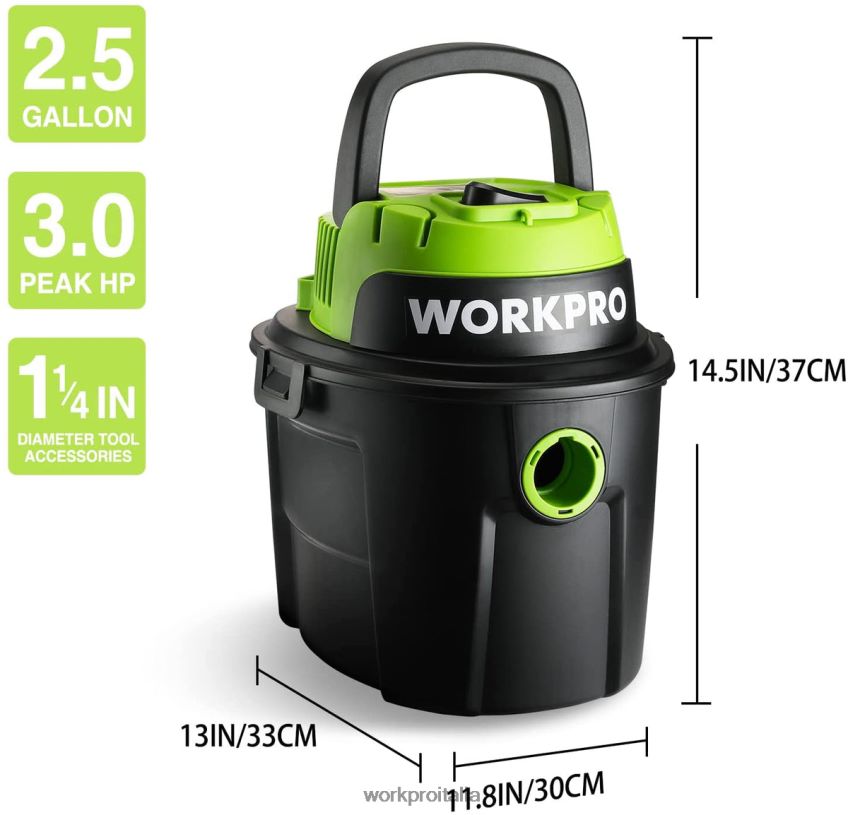 WORKPRO Aspirapolvere per liquidi/asciutti da 2,5 galloni e 3 cavalli di picco, aspirapolvere portatile per la casa utile B0600L216 attrezzo