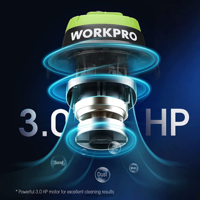 WORKPRO Aspirapolvere per liquidi/asciutti da 2,5 galloni e 3 cavalli di picco, aspirapolvere portatile per la casa utile B0600L216 attrezzo