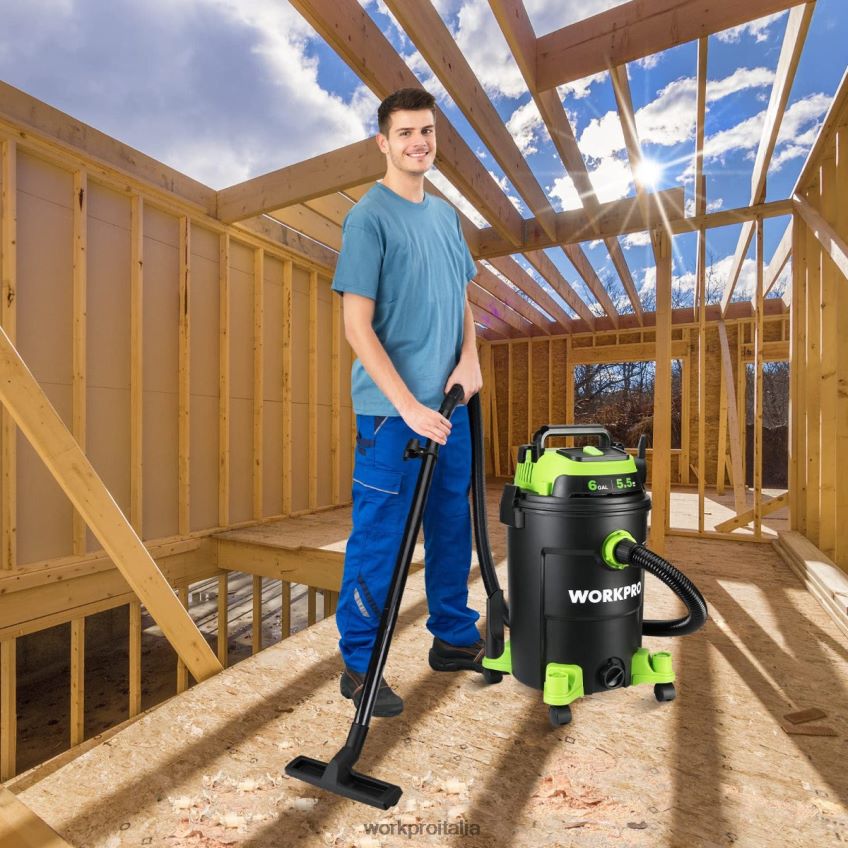 WORKPRO Aspirapolvere per negozi da 6 galloni Aspirapolvere per negozi con potenza di picco di 5,5 cavalli con tubo filtro Hepa e accessori utile B0600L215 attrezzo