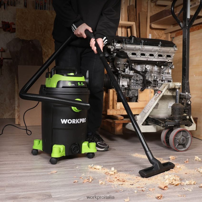 WORKPRO Aspirapolvere per negozi da 6 galloni Aspirapolvere per negozi con potenza di picco di 5,5 cavalli con tubo filtro Hepa e accessori utile B0600L215 attrezzo