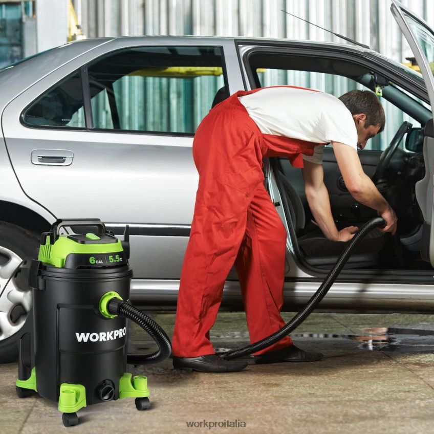 WORKPRO Aspirapolvere per negozi da 6 galloni Aspirapolvere per negozi con potenza di picco di 5,5 cavalli con tubo filtro Hepa e accessori utile B0600L215 attrezzo