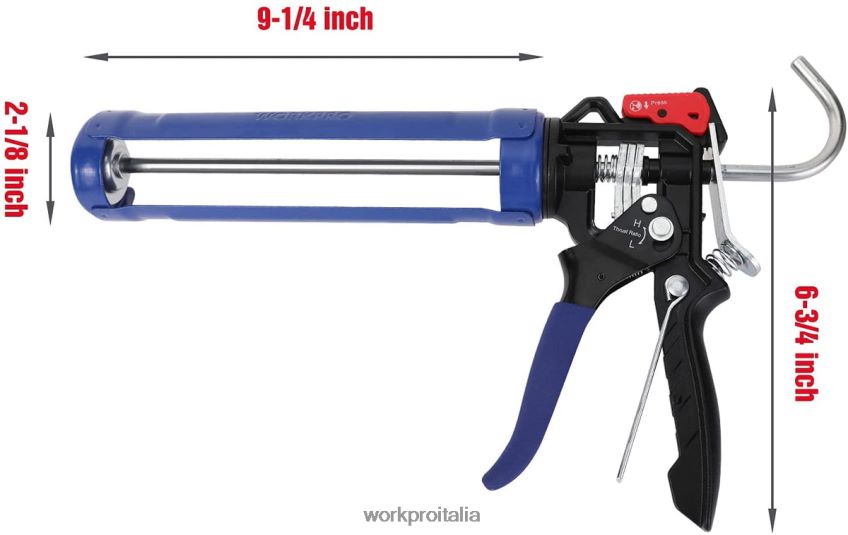 WORKPRO Pistola per calafataggio con rapporto di spinta regolabile per tubi per calafataggio standard utile B0600L135 attrezzo
