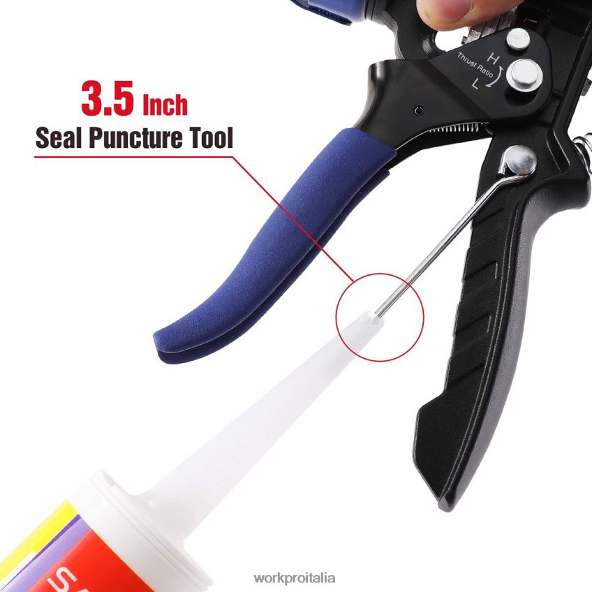 WORKPRO Pistola per calafataggio con rapporto di spinta regolabile per tubi per calafataggio standard utile B0600L135 attrezzo