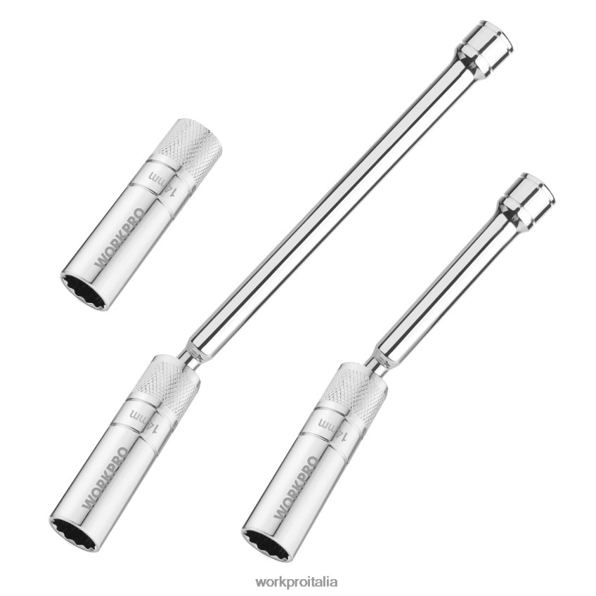 WORKPRO Presa a muro sottile da 3 pezzi da 14 mm con estensioni da 6 e 10 polliciSet di prese per candele magnetiche girevoli utile B0600L143 attrezzo